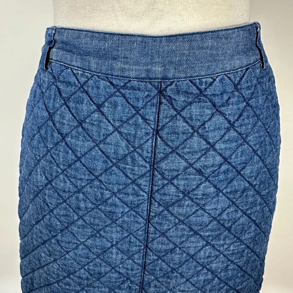 BROOKS BROTHERS Red Fleece Womens' Blue Denim Quilted Mini Skirt Size 6